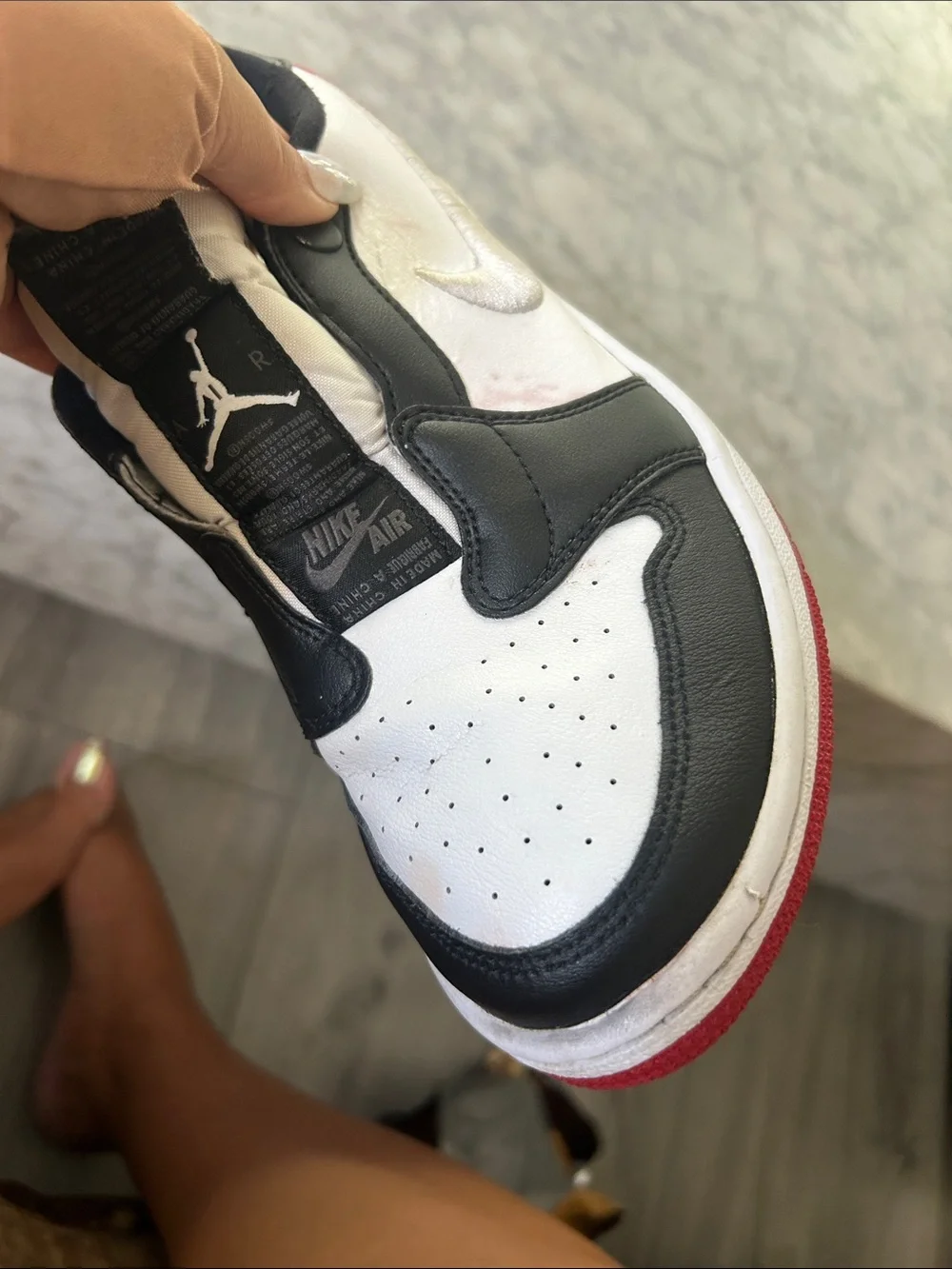 Nike Mens Air Jordan 1 Retro Low Slip 'Black Toe' Women's Size 8